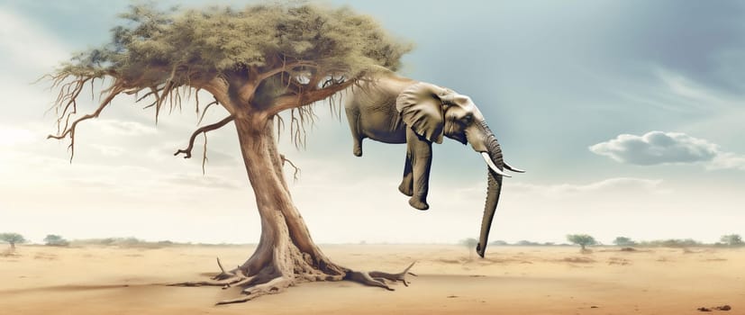 harmony idea natural nature dune sand surrealism relaxation concept confidence tree stability surreal odd stone humorous elephant dream solitude impossible. Generative AI.