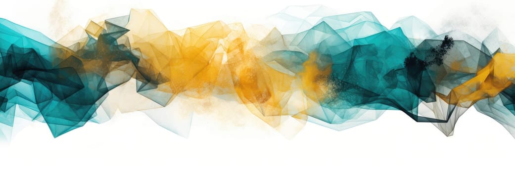 Abstract watercolor artwork mixed with buzzy geometric shapes for background of social media banner generative AI image