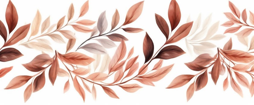 colourful nature foliage graphic seasonal floral orange wallpaper background plant fall decor watercolor white october leaf illustration tree season autumn decoration. Generative AI.