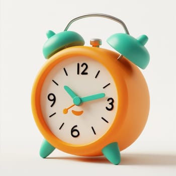 Bright alarm clock on isolated white background. High quality photo