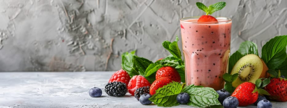 Colorful healthy smoothies and juices with fresh tropical fruits, Generative AI, drink