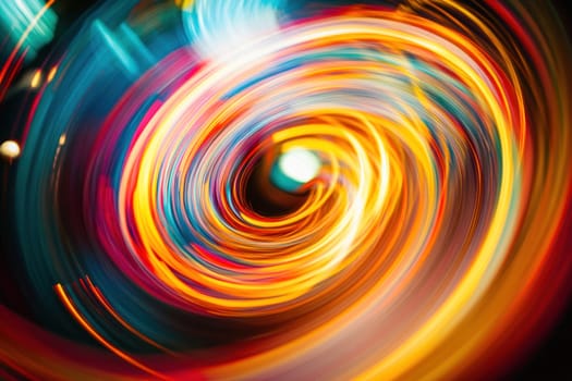 Colorful abstract light trails forming a swirling vortex background