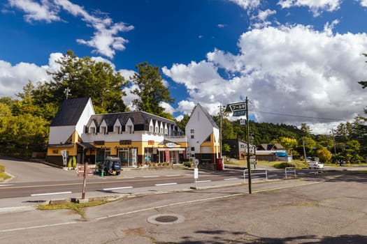 TATESHINA, JAPAN - SEPT 17TH, 2024: The township of Tateshina Resort near Tateshina Otaki Falls on the famous Venus Line road, famous as a scenic driving route in Japan
