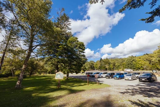 TATESHINA, JAPAN - SEPT 17TH, 2024: The township of Tateshina Resort near Tateshina Otaki Falls on the famous Venus Line road, famous as a scenic driving route in Japan