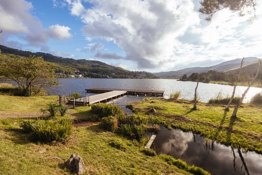 SHIRAKABA LAKE, JAPAN - SEPT 17, 2024: The township of Shirakaba Lake on a warm autumn afternoon on the famous Venus Line road, famous as a scenic driving route in Japan