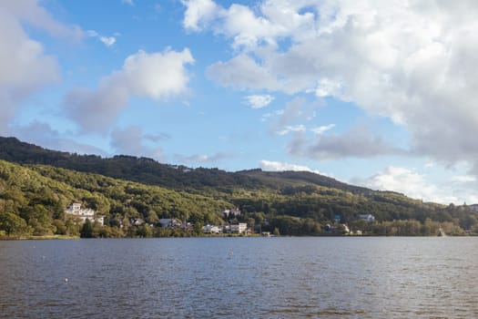 SHIRAKABA LAKE, JAPAN - SEPT 17, 2024: The township of Shirakaba Lake on a warm autumn afternoon on the famous Venus Line road, famous as a scenic driving route in Japan