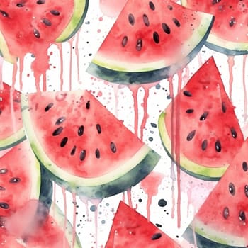 Watercolor image of juicy watermelon.