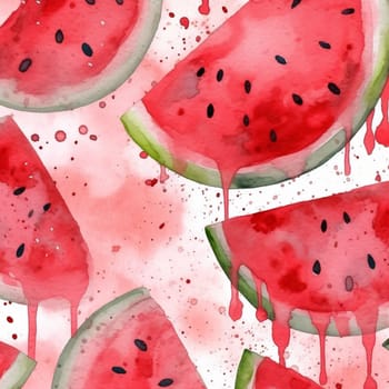 Watercolor image of juicy watermelon.