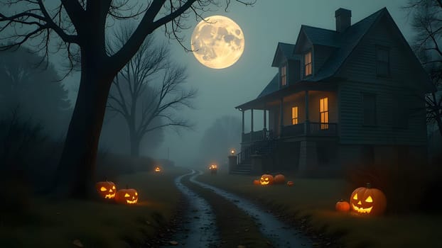 halloween pumpkins in the garden, generative ai. High quality photo