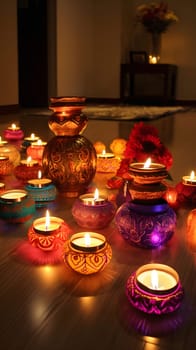 A warm and inviting scene with lit candles in a home setting.