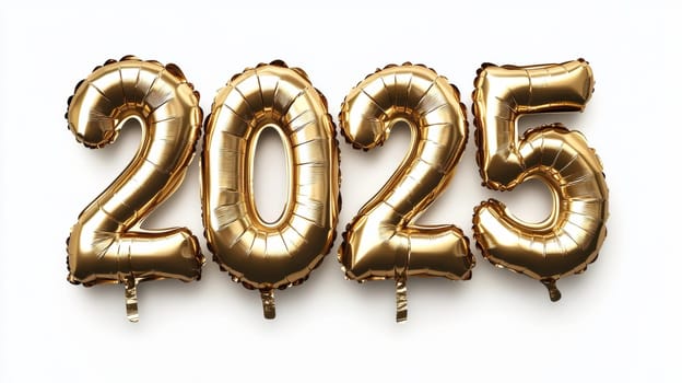 2025. Happy New Year. Balloons in the shape of numbers 2025. High quality photo
