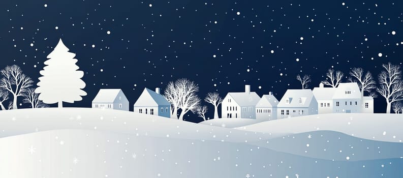 Winter snowy town at night. High quality photo