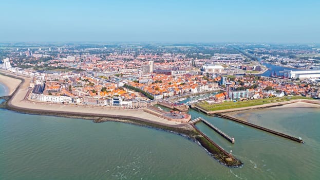Aerial from the historical town Vlissingen in Zeeland the Netherlands
