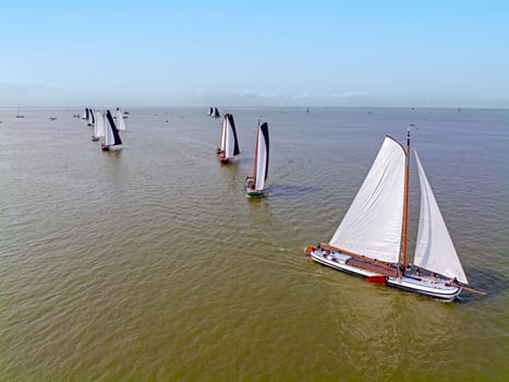 Aerial from skutjessilen competition in Hindeloopen in Friesland the Netherlands
