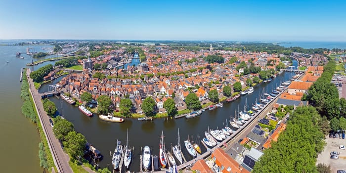 Aerial panorama from the city Enkhuizen in the Netherlands