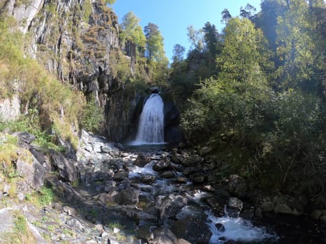 Beautiful waterfall in the Altai mountains