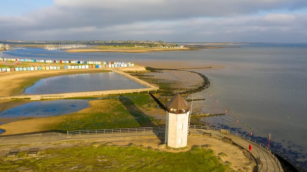 Brightlingsea lighthouse tower at sunset with stunning light special seaside day, Essex, England, UK