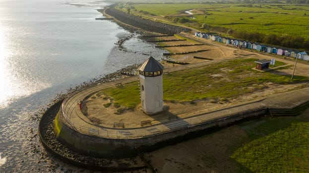 Brightlingsea lighthouse tower at sunset with stunning light special seaside day, Essex, England, UK