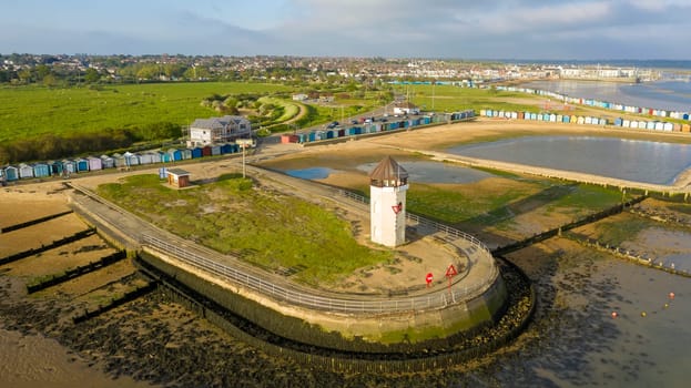 Brightlingsea lighthouse tower at sunset with stunning light special seaside day, Essex, England, UK