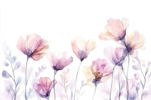 Flowers painted with watercolors on a white background. High quality photo