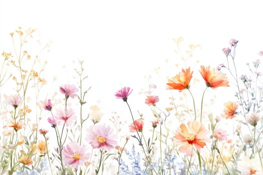 Flowers painted with watercolors on a white background. High quality photo