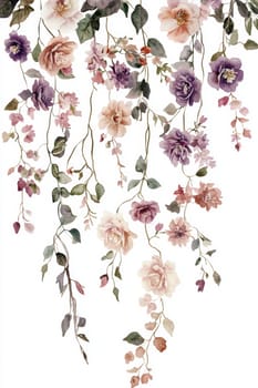 Flowers painted with watercolors on a white background. High quality photo