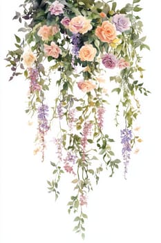 Flowers painted with watercolors on a white background. High quality photo