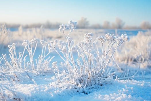 Delicate blue flowers covered with frost. Night frosts. Early winter. High quality photo