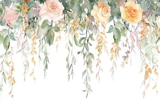Flowers painted with watercolors on a white background. High quality photo