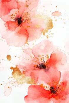 Flowers painted with watercolors on a white background. High quality photo