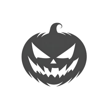 A scary black and white silhouette of a jack-o-lantern with a menacing grin.