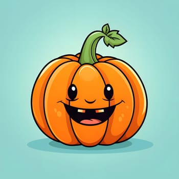 Cartoon illustration of a pumpkin with a wide smile and big eyes