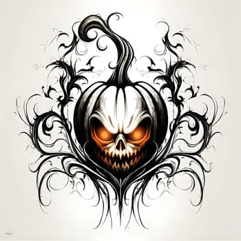 A spooky and scary Halloween pumpkin with glowing eyes and a menacing grin.