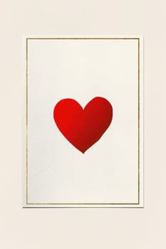 Minimalist valentine's day card featuring a bold red heart on a white background, accented with delicate golden borders. the design is simple yet elegant, ideal for expressing timeless love and affection.