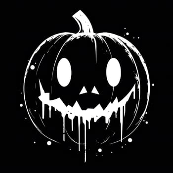 A spooky and creepy illustration of a jack-o-lantern with dripping paint, perfect for halloween