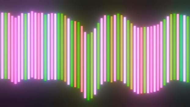 Band of audio spectrum of colorful lines. Design. Colorful equalizer line with stripes on black background. Beautiful equalizer moving with lines.
