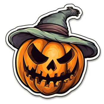 A spooky jack-o-lantern with a witch hat on. This illustration is perfect for halloween decorations or for any spooky project!