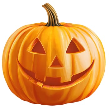 A carved pumpkin with a spooky smile, perfect for Halloween decorations