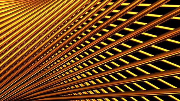 Green and orange lines.Motion. Animation in which bright lines move in 3D format. High quality 4k footage