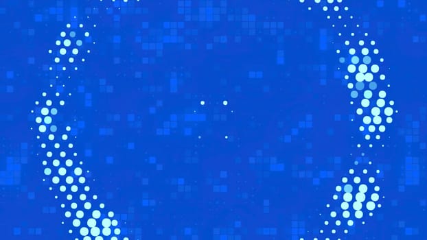 Blue background.Motion.Bright white circles in animation that create patterns and oscillate. High quality 4k footage