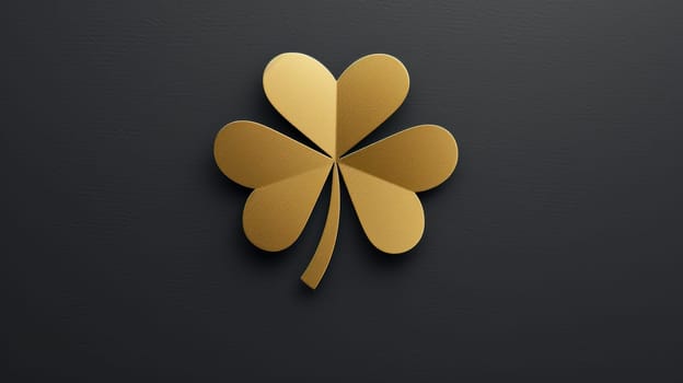 A minimalist st. patrick's day greeting card featuring a simple gold clover on a matte black background. the metallic accents create a sleek and modern look, ideal for sophisticated print design and festive greetings.