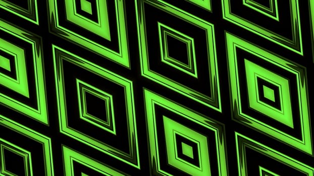Abstract motion graphics and animated background with spreading red and black rhombuses. Motion. Kaleidoscopic pattern with rhombuses