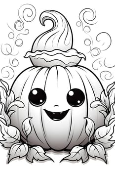 A cute cartoon pumpkin with a big smile and big eyes