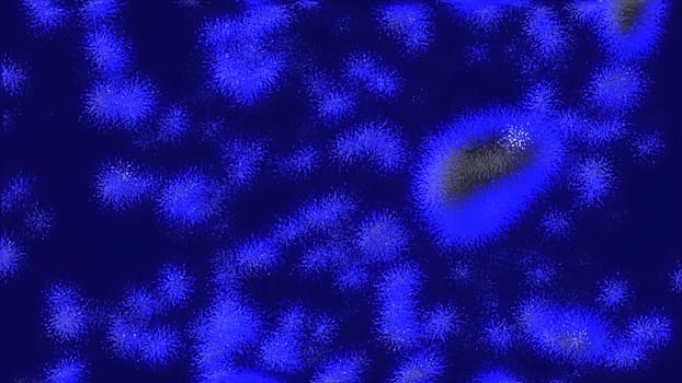 Animation with moving molecules in space. Motion. Ring 3d molecules move in chaotic field. 3D molecules or particles move in space.