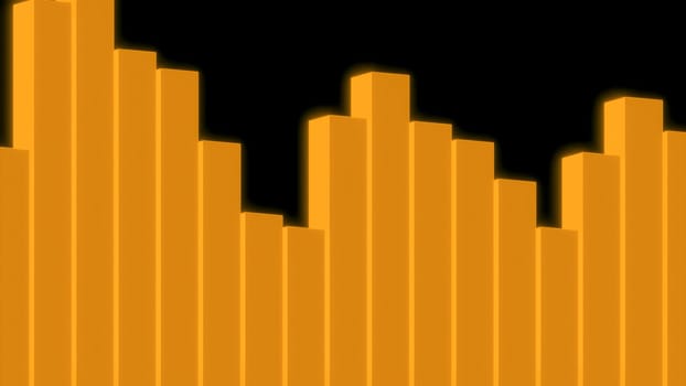 Speaker equalizer. Design. Colorful columns of 3D lines move to beat of music. Cubic equalizer on black background.