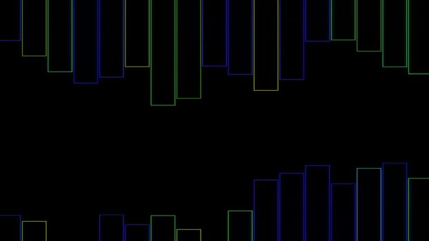 Audio waveform equalizer on a black background. Design. Vertical silhouettes of bars moving up and down