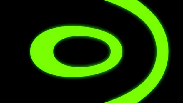 Background with moving liquid pattern of ovals. Design. Neon ovals flow in stream on black background. Stream of moving geometric ovals.