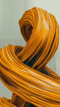 Vibrant yellow abstract shape twists on a glossy white background, adding energy to designs