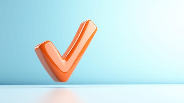sleek orange checkmark symbol against bright background conveys positivity and approval.