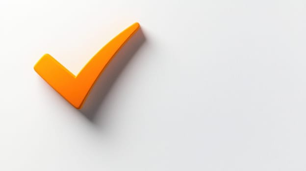 sleek orange checkmark symbol against bright white background conveys positivity and success.
